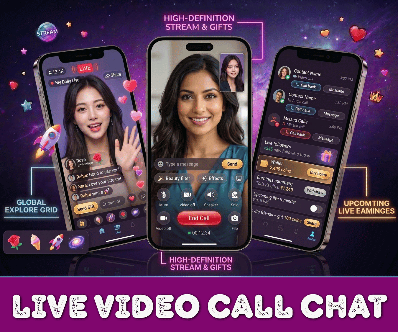 Live Video Call & Streaming App